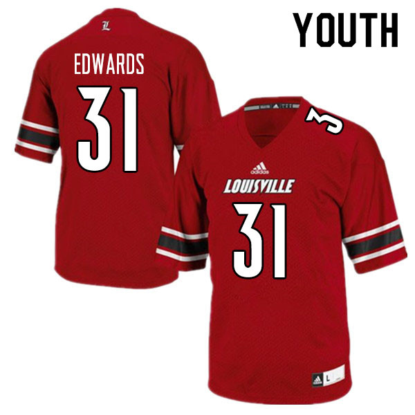 Youth #31 Zach Edwards Louisville Cardinals College Football Jerseys Sale-Red